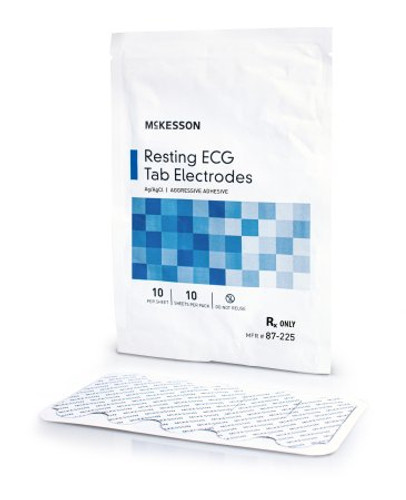 EKG Tab Electrode McKesson Resting Non-Radiolucent 10 per Card 87-225 Box/1000