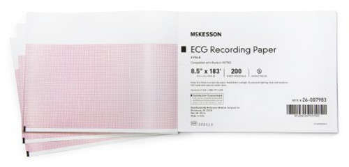 ECG Recording Paper McKesson 8-1/2 Inch X 183 Foot Z-Fold 26-007983 Case/2000