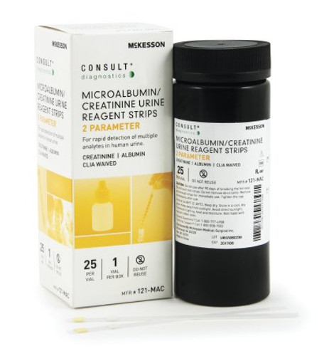 Urine Reagent Strip McKesson Consult Creatinine and Albumin 25 Strips 121-MAC VL/25