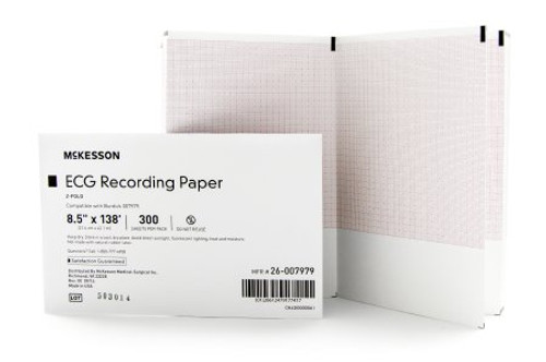 ECG Recording Paper McKesson 8-1/2 Inch X 138 Foot Z-Fold 26-007979 Case/3000