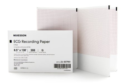 ECG Recording Paper McKesson 8-1/2 Inch X 138 Foot Z-Fold 26-007981 Case/3000