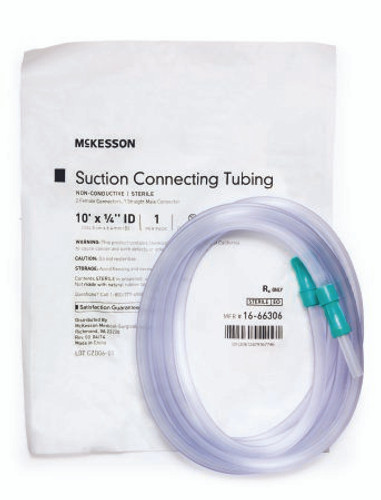 Suction Connector Tubing McKesson 10 Foot Length 1/4 Inch ID Sterile Female / Male Connector 16-66306 Each/1