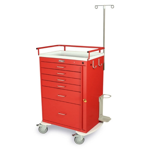 Emergency Cart Steel 22 X 38 X 44.5 Inch 6-Drawer Red 6401 Each/1