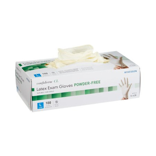Exam Glove McKesson Confiderm NonSterile Ivory Powder Free Latex Ambidextrous Textured Fingertips Not Chemo Approved Large 14-428 Box/100