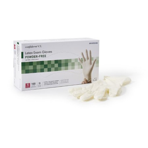 Exam Glove McKesson Confiderm NonSterile Ivory Powder Free Latex Ambidextrous Textured Fingertips Not Chemo Approved Small 14-424 Box/100
