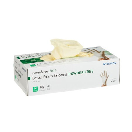 Exam Glove McKesson Confiderm NonSterile Ivory Powder Free Latex Ambidextrous Smooth Not Chemo Approved Large 14-318 Box/100