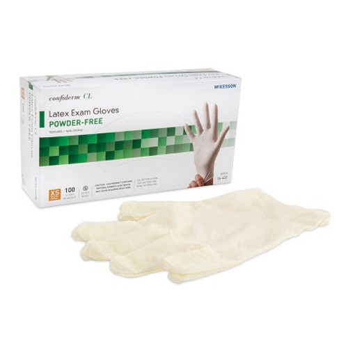 Exam Glove McKesson Confiderm CL NonSterile Ivory Powder Free Latex Ambidextrous Textured Fingertips Not Chemo Approved X-Small 14-422 Box/100