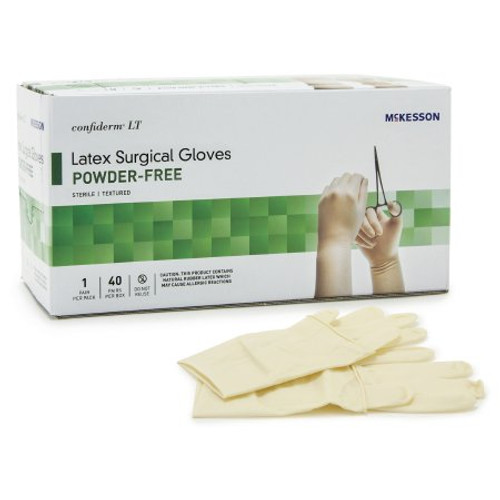 Surgical Glove McKesson Confiderm SPPS Sterile Yellow Powder Free Polyisoprene and Polychloroprene Hand Specific Textured Fingertips Not Chemo Approved Size 9 919VA Box/40