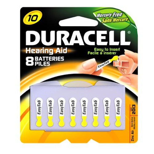 Duracell Zinc Air Battery 10 Cell 1.4V Disposable 8 Pack DA10B8ZM10 Pack/8