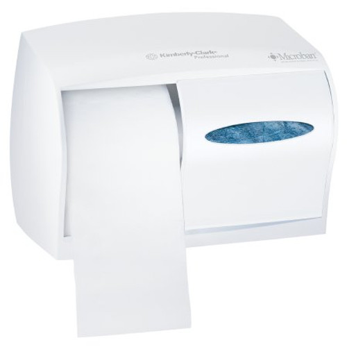 K-C PROFESSIONAL Toilet Tissue Dispenser White Plastic Manual Pull Double Roll Wall Mount 09605 Case/1