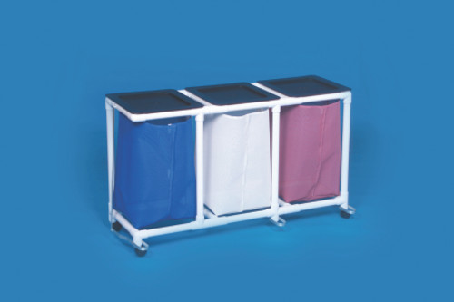 Triple Hamper with Bags Standard 4 Casters 39 gal. VL LH3 FP MESH WINEBERRY Each/1