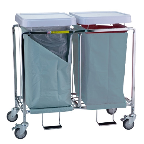 Double Hamper with Bags Deluxe 4 Casters 30 - 35 gal. 674GREEN Each/1