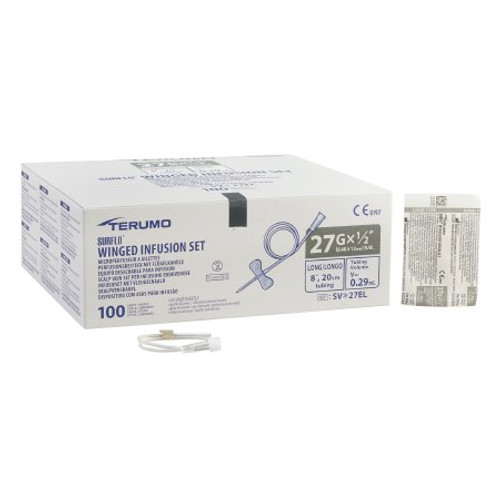 Infusion Set Surflo 27 Gauge 0.5 Inch 8 Inch Tubing Without Port SV 27EL Each/1