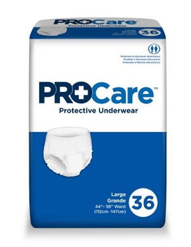 Adult Absorbent Underwear ProCare Pull On Large Disposable Moderate Absorbency CRU-513 BG/36