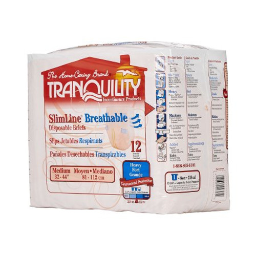 Adult Incontinent Brief Tranquility Slimline Tab Closure Medium Disposable Heavy Absorbency 2305 Pack/12