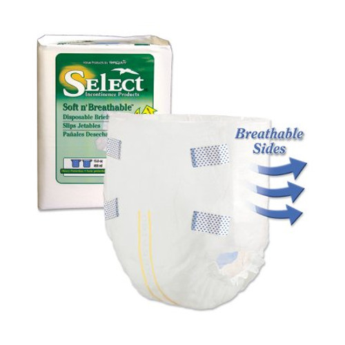 Adult Incontinent Brief Select Soft n Breathable Tab Closure Medium Disposable Heavy Absorbency 2627 BG/12