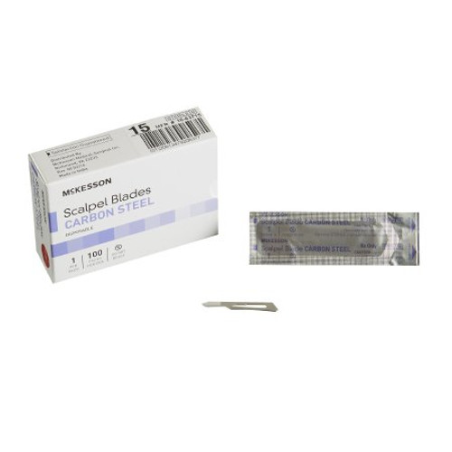 McKesson Brand Surgical Blade Carbon Steel Size 15 Sterile Disposable 16-63715 Box/100