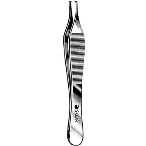 Tissue Forceps Sklar Adson 4-3/4 Inch Surgical Grade Stainless Steel NonSterile NonLocking Thumb Handle Straight Serrated Tips w/1 X 2 Teeth 47-2047 Each/1