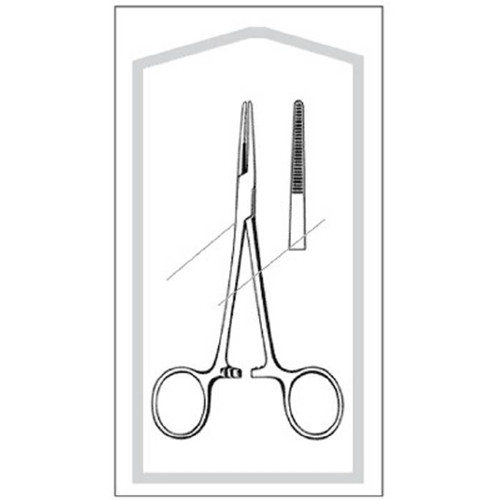 Hemostatic Forceps Econo Halsted-Mosquito 5 Inch Floor Grade Stainless Steel Sterile Ratchet Lock Finger Ring Handle Curved Serrated 96-2658 Case/100