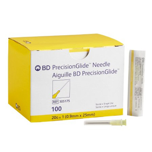 Hypodermic Needle PrecisionGlide Without Safety 20 Gauge 1 Inch 305175 Each/1