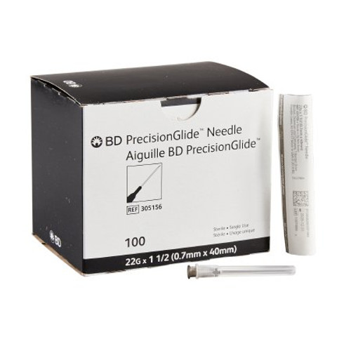 Hypodermic Needle PrecisionGlide Without Safety 22 Gauge 1-1/2 Inch 305156 Each/1