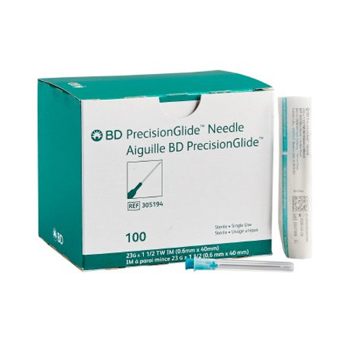 Hypodermic Needle PrecisionGlide Without Safety 23 Gauge 1-1/2 Inch 305194 Each/1