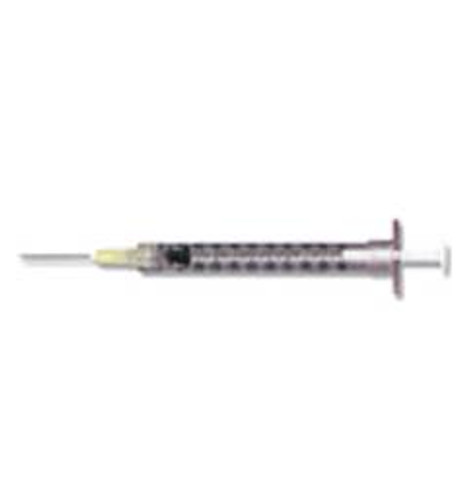 Syringe with Hypodermic Needle PrecisionGlide 1 mL 20 Gauge 1 Inch Detachable Needle Without Safety 309637 Box/100