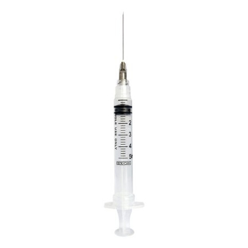 Syringe with Hypodermic Needle Sol-Care 5 mL 22 Gauge 1-1/2 Inch Detachable Needle Retractable Needle 140076IM Box/100