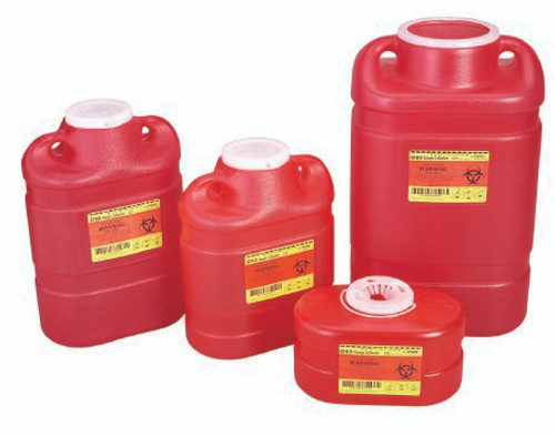 Multi-purpose Sharps Container 2-Piece 23.5H X 19.5W X 14.25D Inch 17 Gallon Red Base Hinged Lid 305610 Each/1