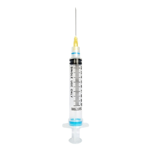 Syringe with Hypodermic Needle Sol-Care 10 mL 20 Gauge 1-1/2 Inch Detachable Needle Retractable Needle 160084IM Box/100