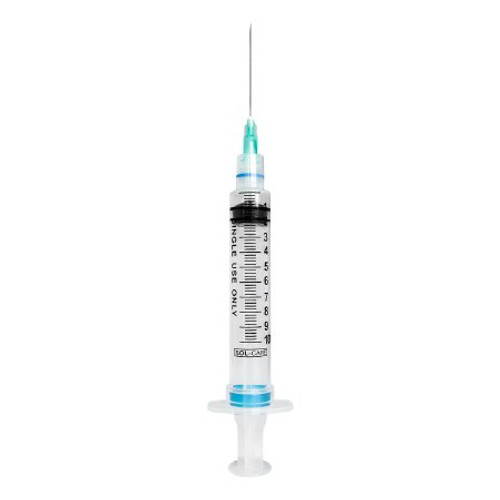 Syringe with Hypodermic Needle Sol-Care 10 mL 21 Gauge 1-1/2 Inch Detachable Needle Retractable Needle 160072IM Case/1200