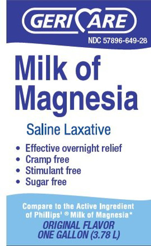 Laxative McKesson Brand Original Liquid 3840 mL 400 mg / 5 mL Strength Magnesium Hydroxide 57896064928 BT/1