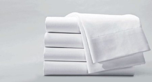 Bed Sheet Flat 66 X 104 Inch White Cotton 55% / Polyester 45% Reusable 0336040C DZ/12