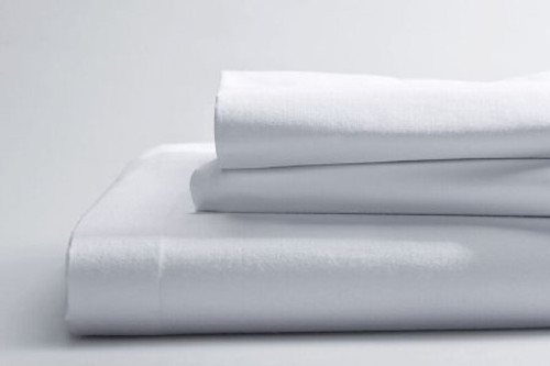 Bed Sheet Flat 66 X 108 Inch White Cotton 55% / Polyester 45% Reusable 03350400 DZ/12