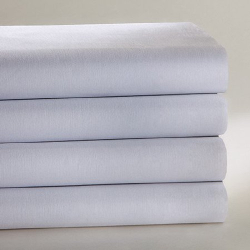 Bed Sheet Flat 66 X 104 Inch White Cotton 70% / Polyester 30% 16337300 DZ/12