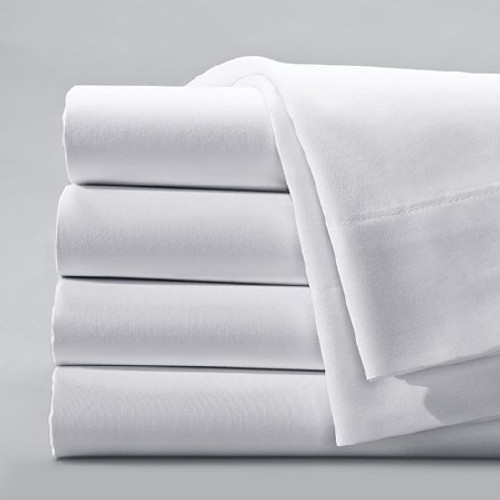 Bed Sheet Flat 66 X 104 Inch White Cotton 55% / Polyester 45% Reusable 03360100 DZ/12 Bed Sheet Flat 66 X 104 Inch White Cotton 55% / Polyester 45% Reusable 03360100 DZ/12