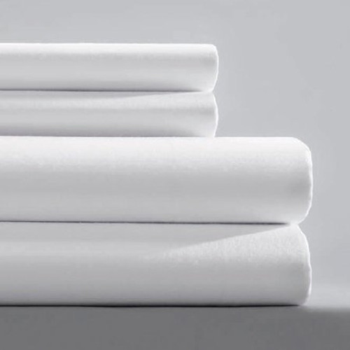 Bed Sheet Flat 81 X 115 Inch White Cotton 60%/ Polyester 40% Reusable 03130100 DZ/12
