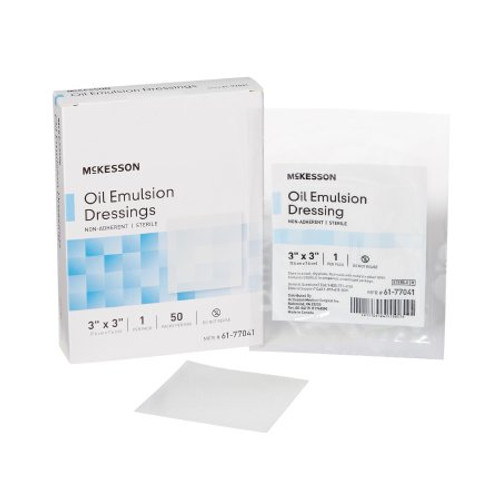 Oil Emulsion Impregnated Dressing McKesson 3 X 3 Inch Acetate Gauze USP White Petrolatum / Mineral Oil Sterile 61-77041 Box/50