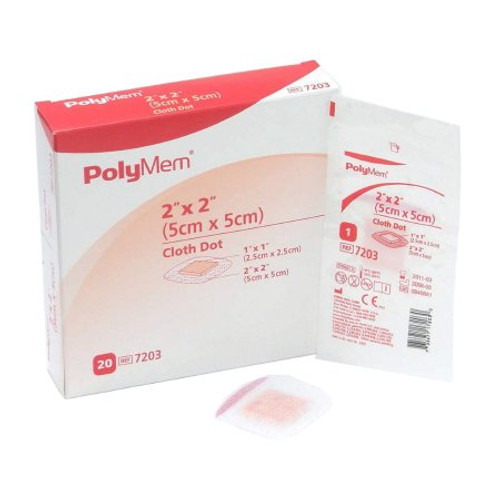 Adhesive Strip PolyMem 2 X 2 Inch Fabric Square Tan / White Sterile 7203 Box/20