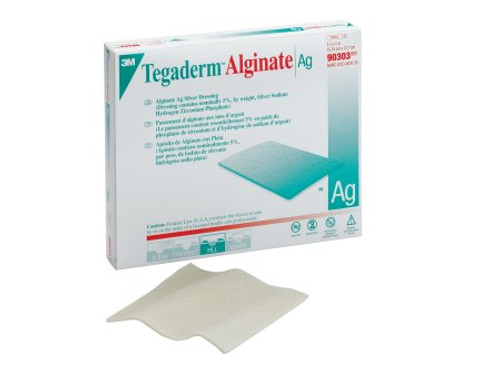 Calcium Alginate Dressing with Silver 3M Tegaderm Alginate Ag 4 X 5 Inch Rectangle Sterile 90303 Box/10