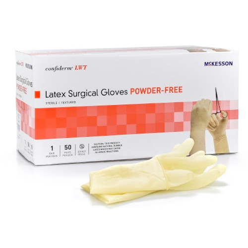 Surgical Glove McKesson Confiderm LWT Sterile Yellow Powder Free Latex Hand Specific Textured Fingertips Not Chemo Approved Size 6.5 14-34065 Pair/1
