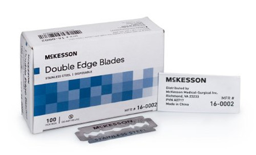 Double Edged Razor Blade McKesson Stainless Steel Coated Nonsterile Disposable 16-0002 Box/100