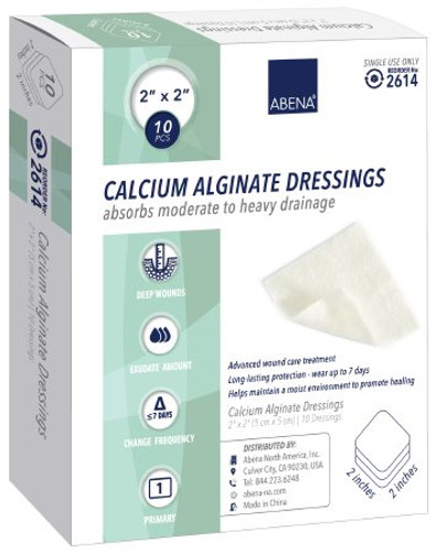 Calcium Alginate Dressing Abena 2 X 2 Inch Square Calcium Alginate Sterile 2614 Carton/10