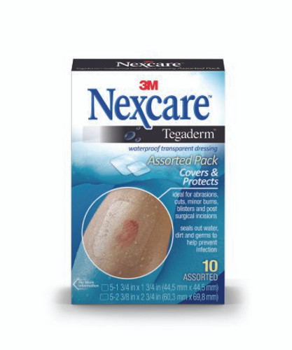 Transparent Dressing Nexcare Tegaderm Assorted 5 1-3/4 X 1-3/4 Inch 5 2-3/8 X 2-3/4 Inch 2 Tab Delivery Without Label Sterile TEGA-10 Pack/10
