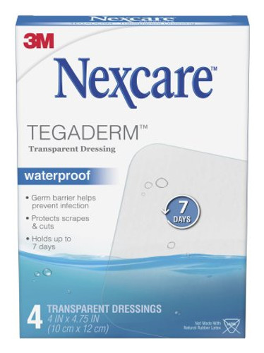 Transparent Dressing Nexcare Tegaderm Rectangle 4 X 4-3/4 Inch 2 Tab Delivery Without Label Sterile H1626 Box/4