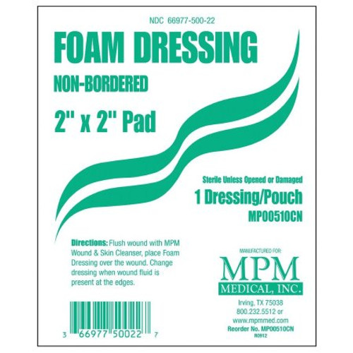 Foam Dressing MPM 2 X 2 Inch Square Non-Adhesive without Border Sterile MP00510 Each/1