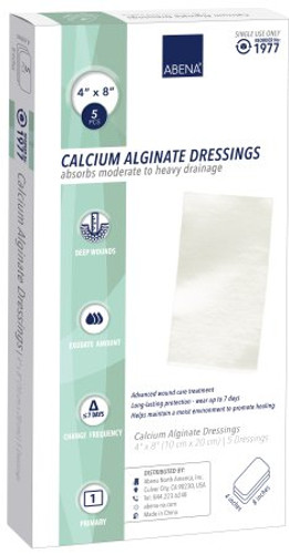 Calcium Alginate Dressing Abena 4 X 8 Inch Rectangle Calcium Alginate Sterile 1977 Case/50