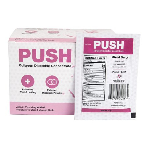 Oral Supplement PUSH Collagen Dipeptide Concentrate Mixed Berry Flavor Powder 7.4 Gram Individual Packet GH-17 Case/180