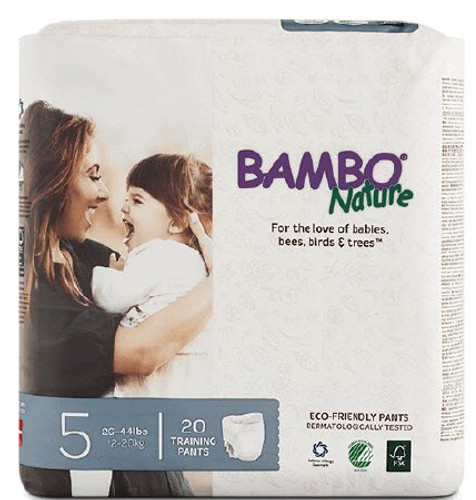 Unisex Toddler Training Pants Bambo Nature Pull On with Tear Away Seams Size 6 Disposable Heavy Absorbency 310179 Pack/18