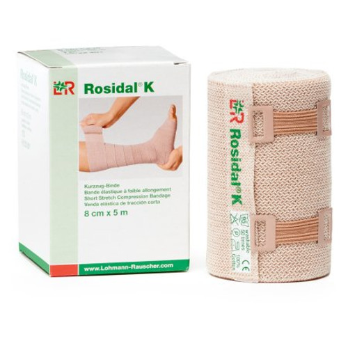 Compression Bandage Rosidal K 3-1/5 Inch X 5-1/2 Yard High Compression Clip Detached Closure Tan NonSterile 90686 Box/1
